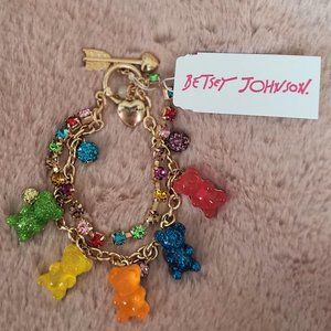 Betsey johnson Glitter bear rhinestone bracelet